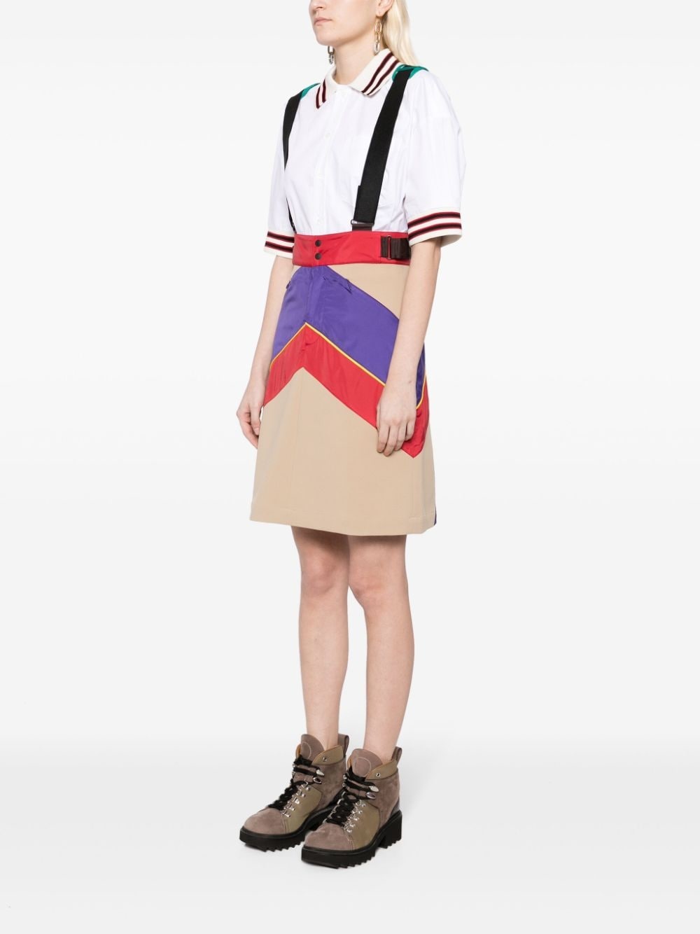 colour-block dungaree dress - 3