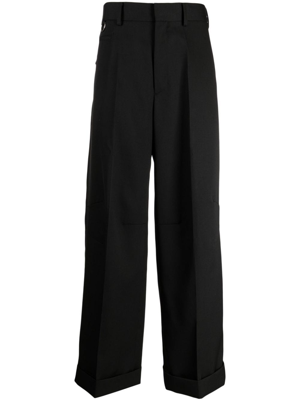 pleated straight-leg wool trousers - 1