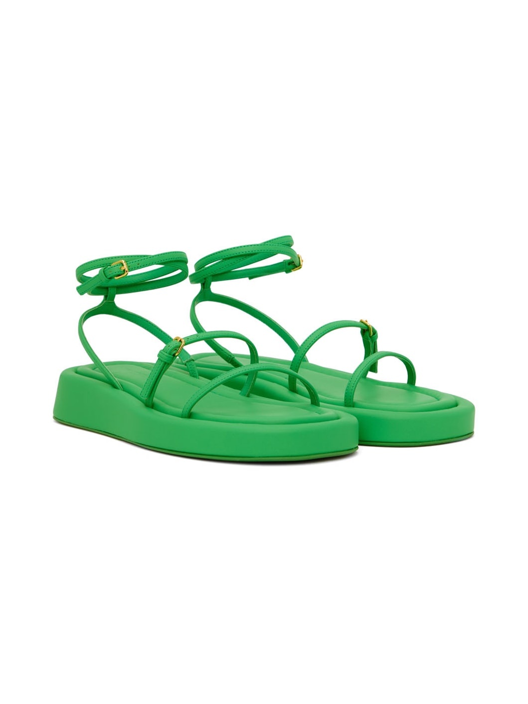 Green Wedge Flat Sandals - 4