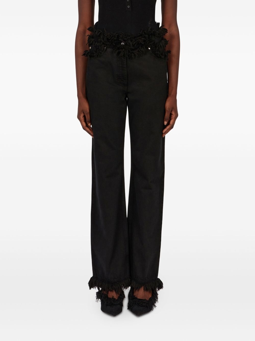 fringed straight-leg jeans - 3