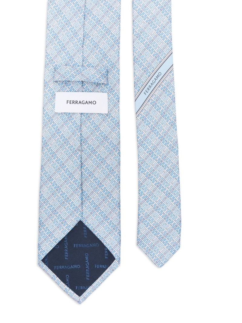 FERRAGAMO geometric-pattern silk tie outlook