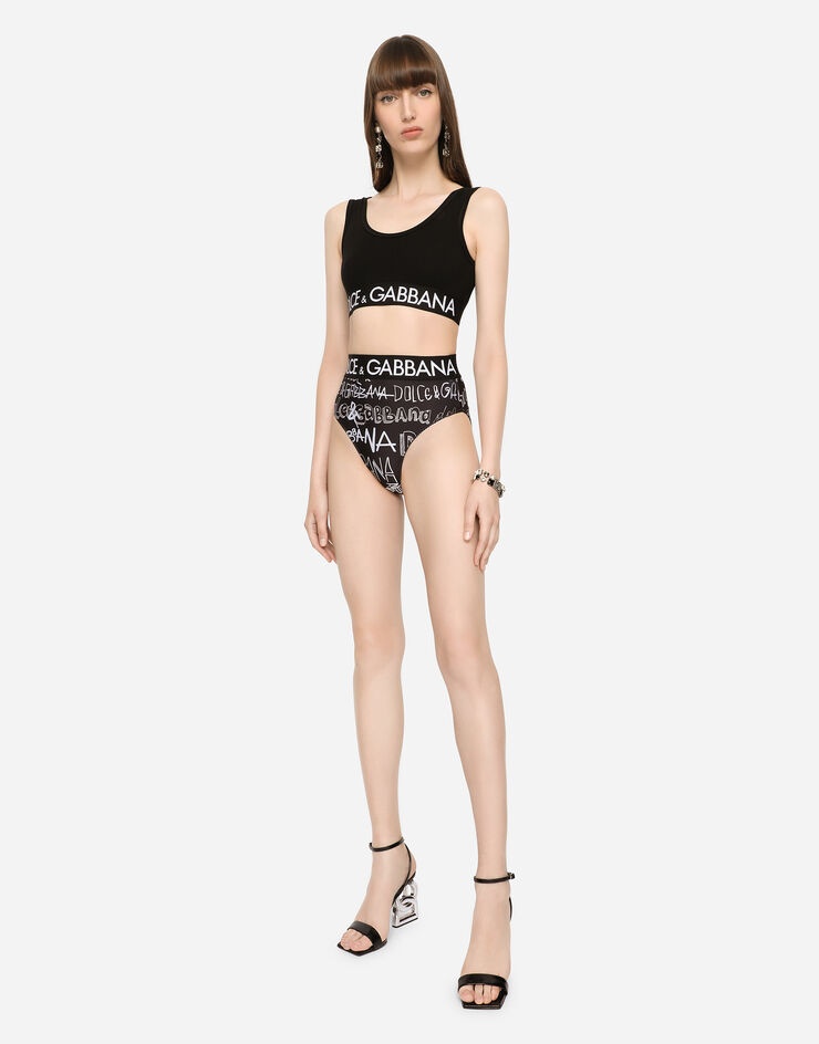 Jersey high-waisted briefs with DG graffiti print and branded elastic - 2
