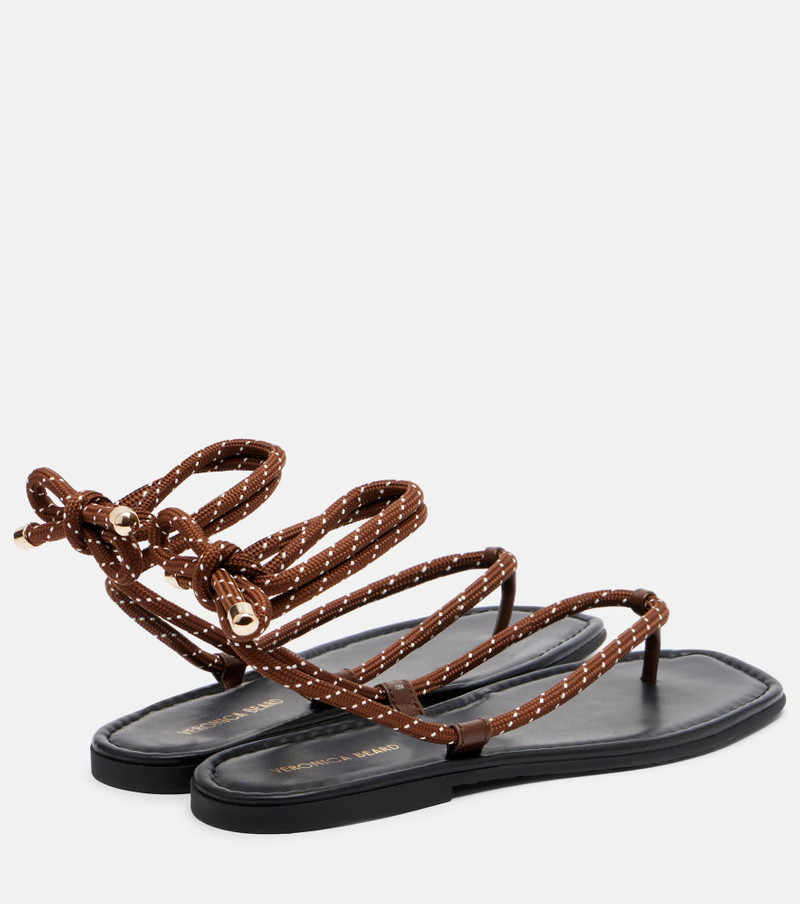VERONICA BEARD Carmina leather-trimmed thong sandals outlook