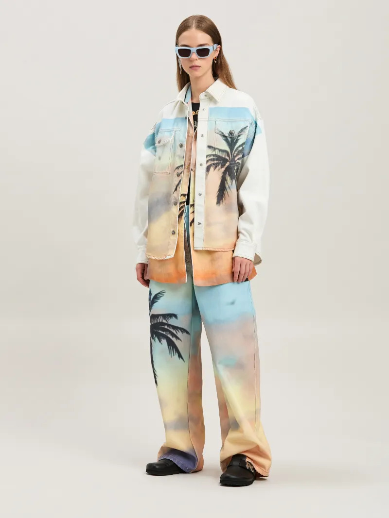 Sunrise Palm denim overshirt - 6