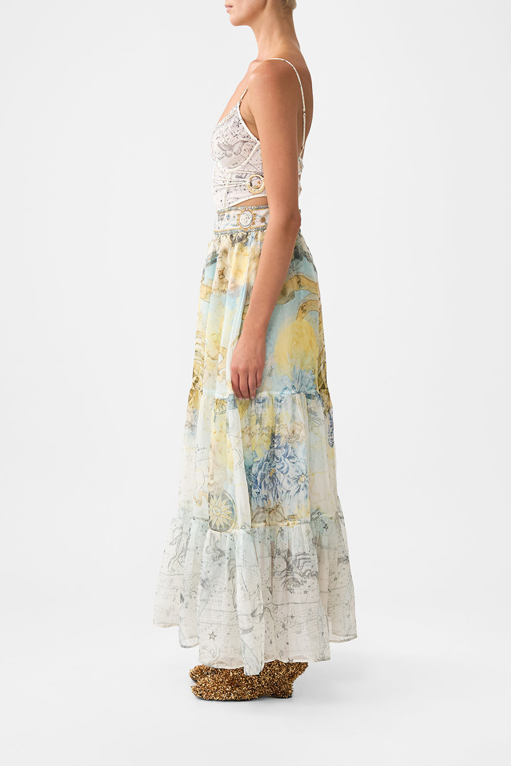 HIGH WAISTED TIERED SKIRT - 4