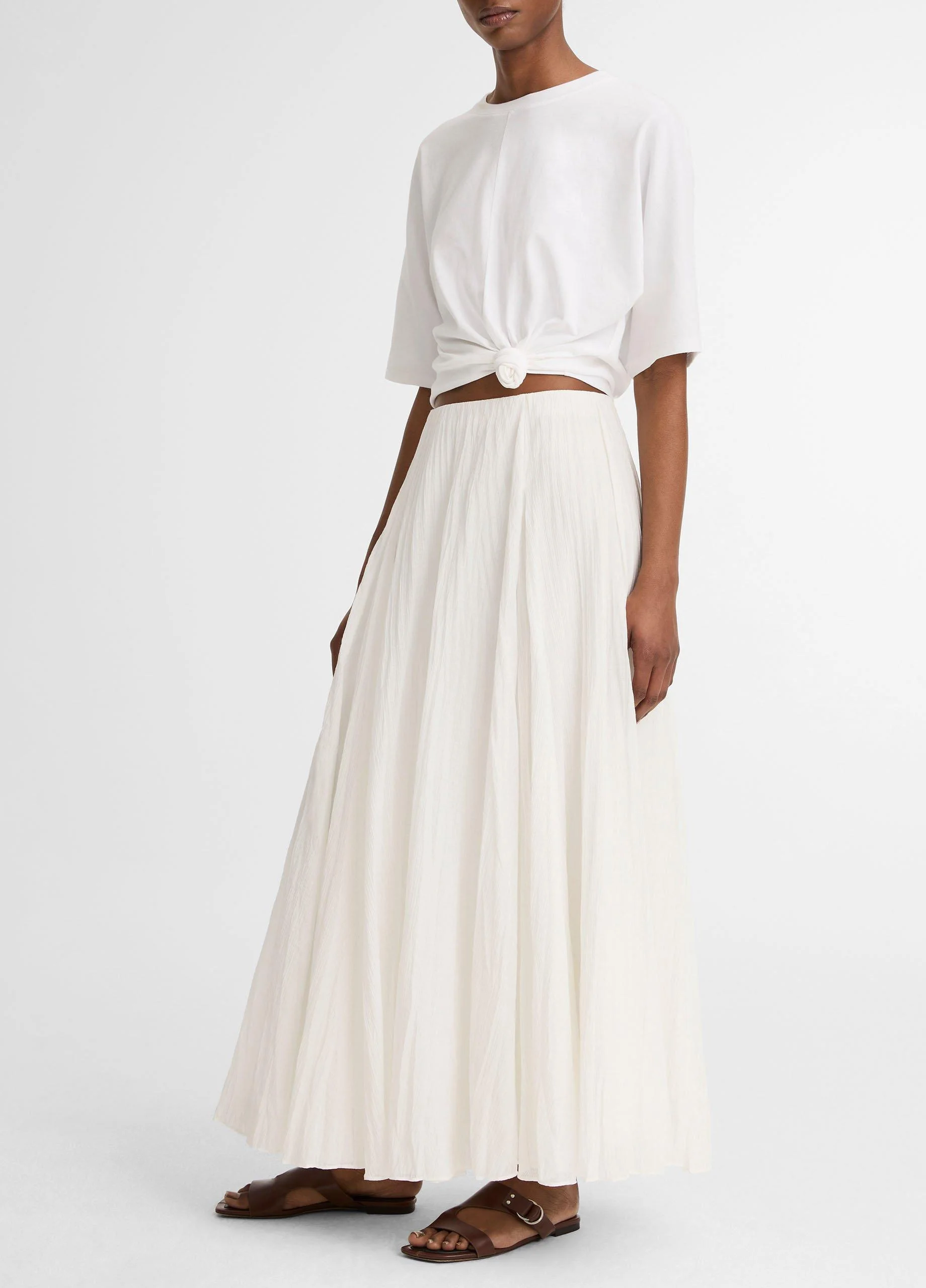 Crinkled Plissé Cotton-Blend Maxi Skirt - 1