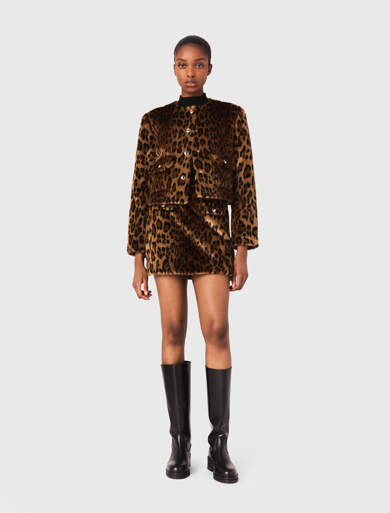 maje Leopard faux fur jacket outlook