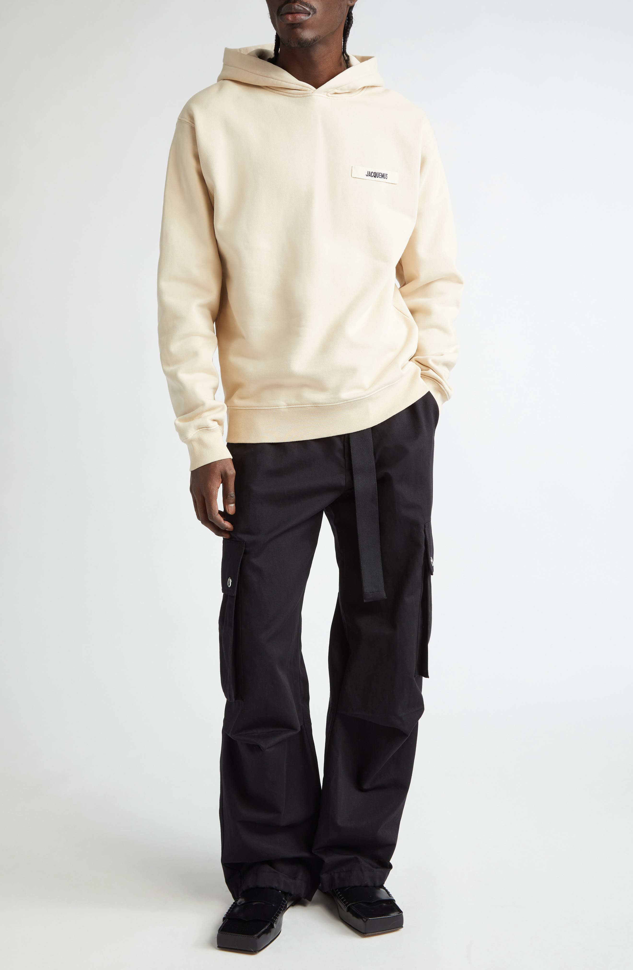 Jacquemus Le Hoodie Gros Grain Cotton Hoodie in Beige 150 at Nordstrom - 2
