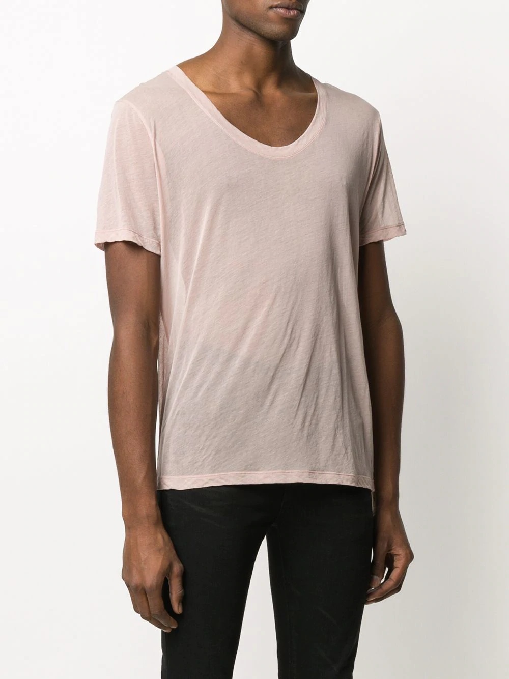 sheer u-neck T-shirt - 3