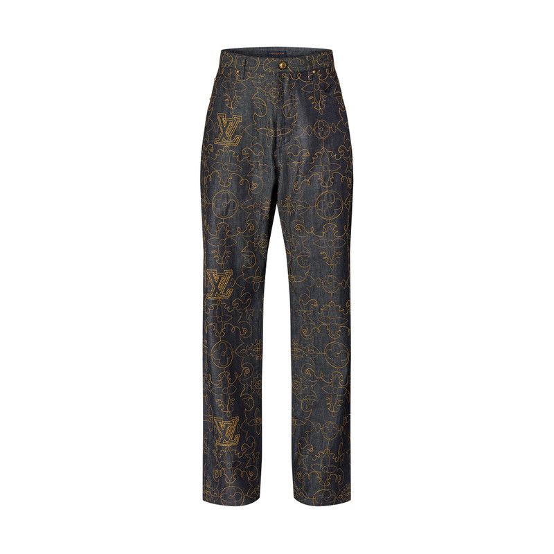 Embroidered Denim Pants 1