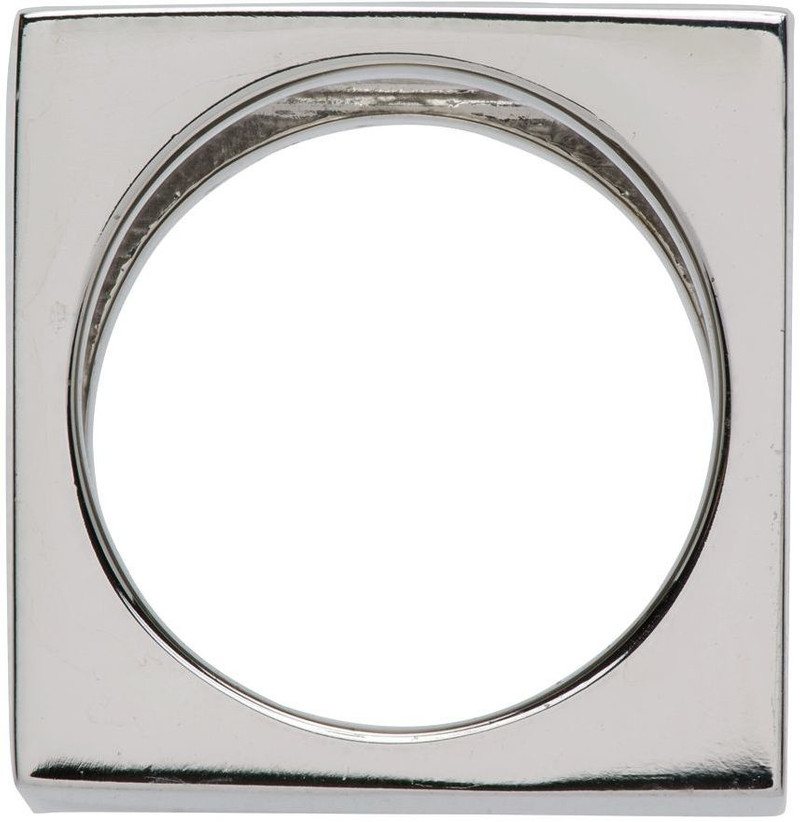 We11done Silver & Black Square Logo Dice Ring outlook
