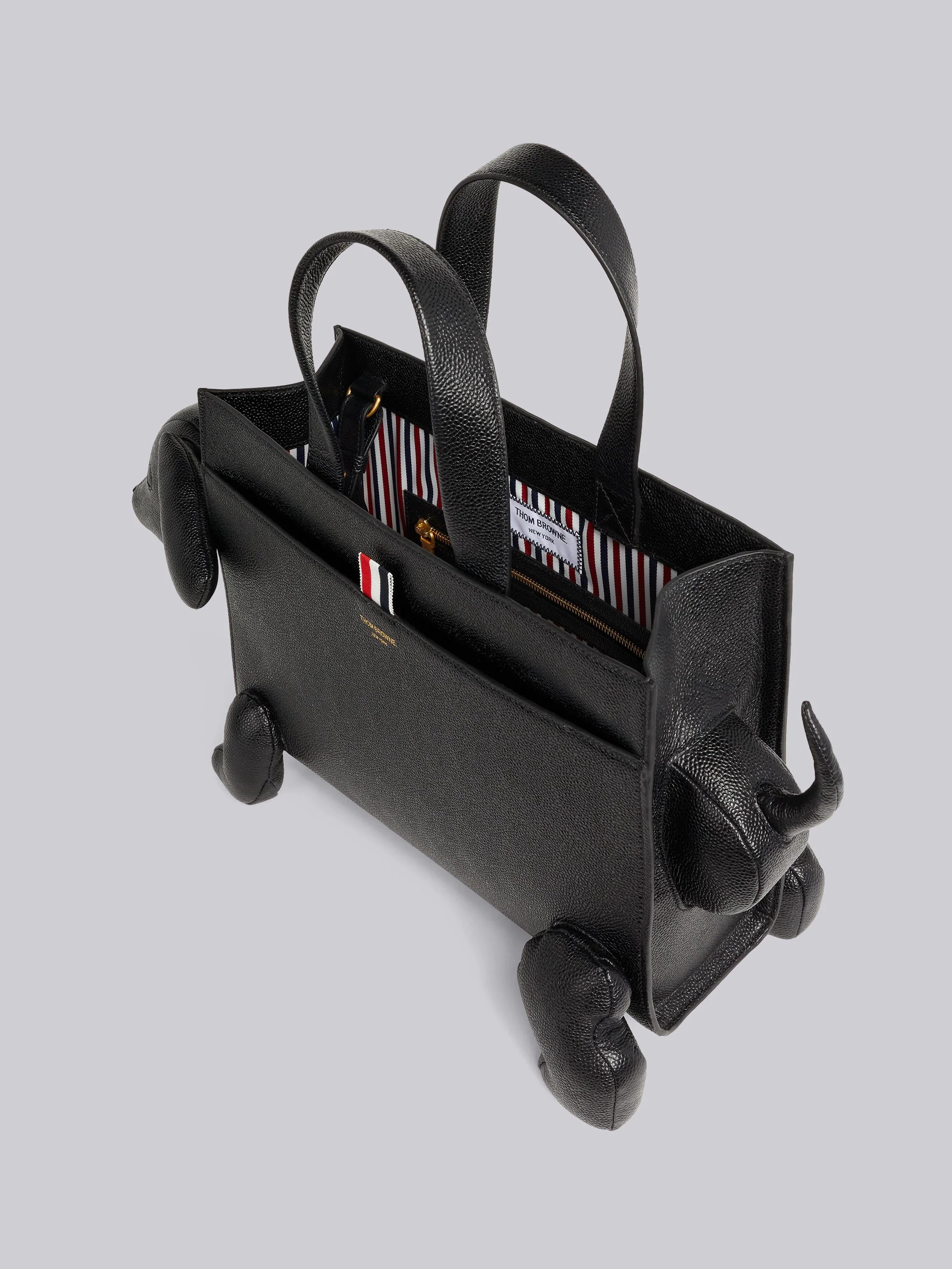 Black Pebble Grain Leather Hector Tote Bag - 5