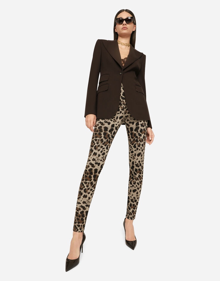 Jersey leggings with jacquard leopard design - 5