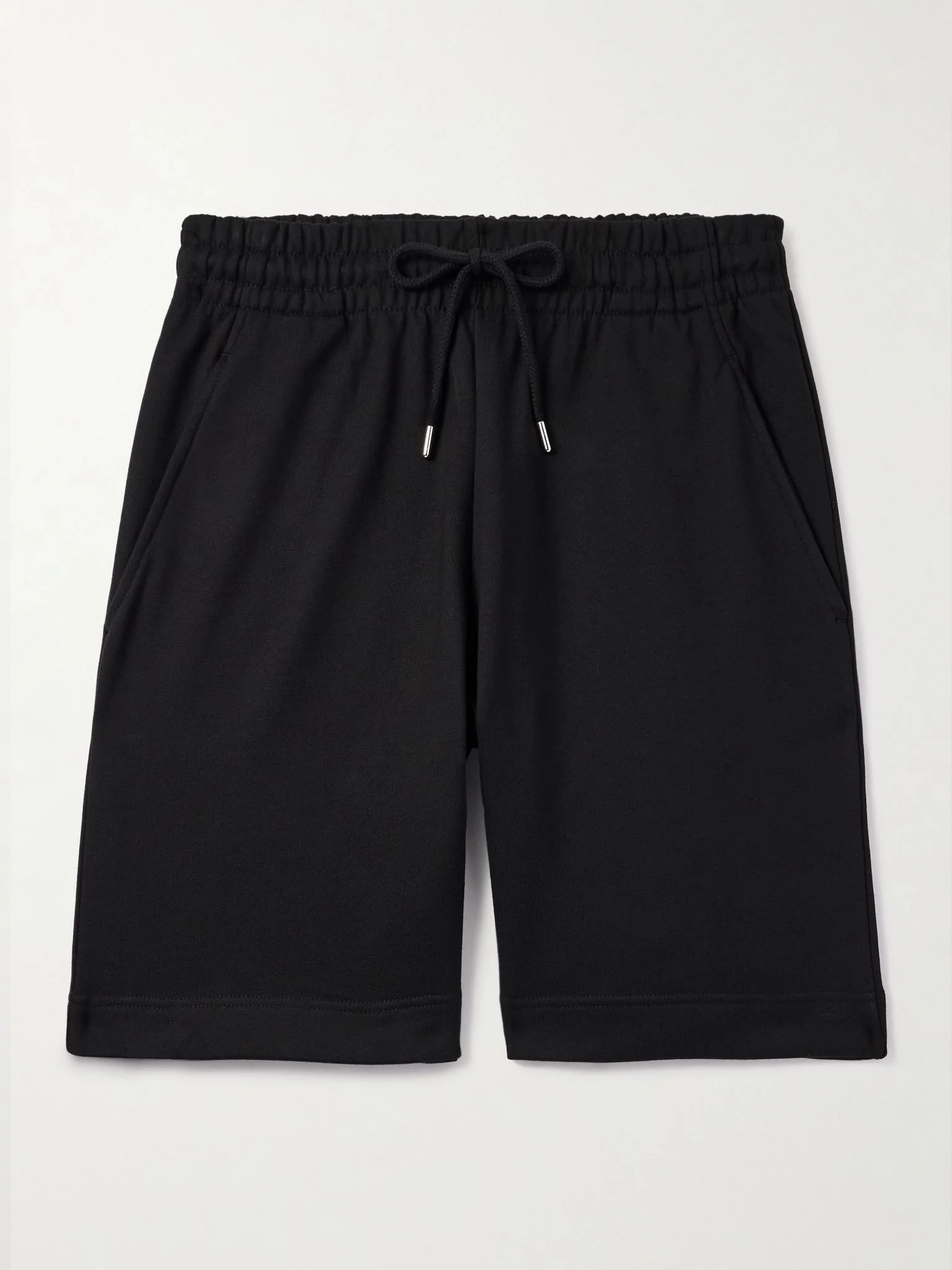 Wide-Leg Cotton-Jersey Drawstring Shorts Black - 1