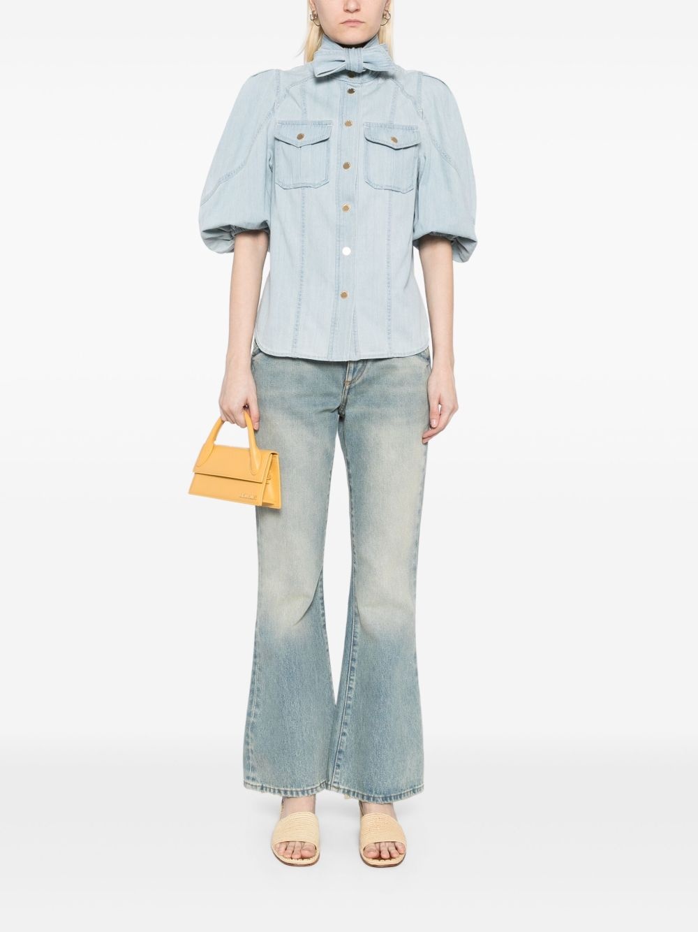 acacia denim lantern blouse - 2