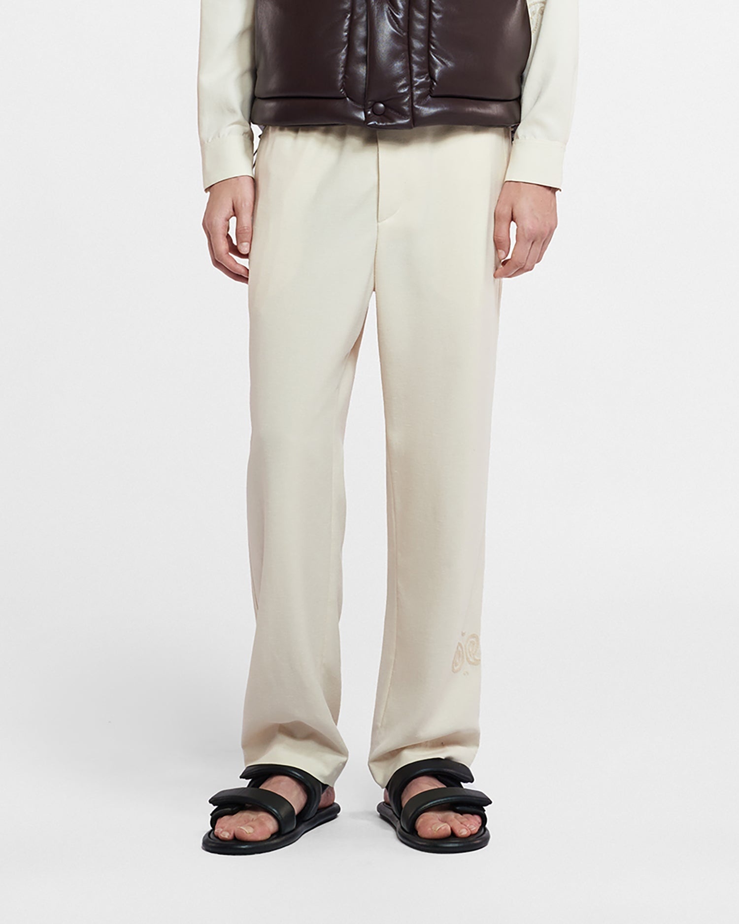 Embroidered Slub Pants - 2