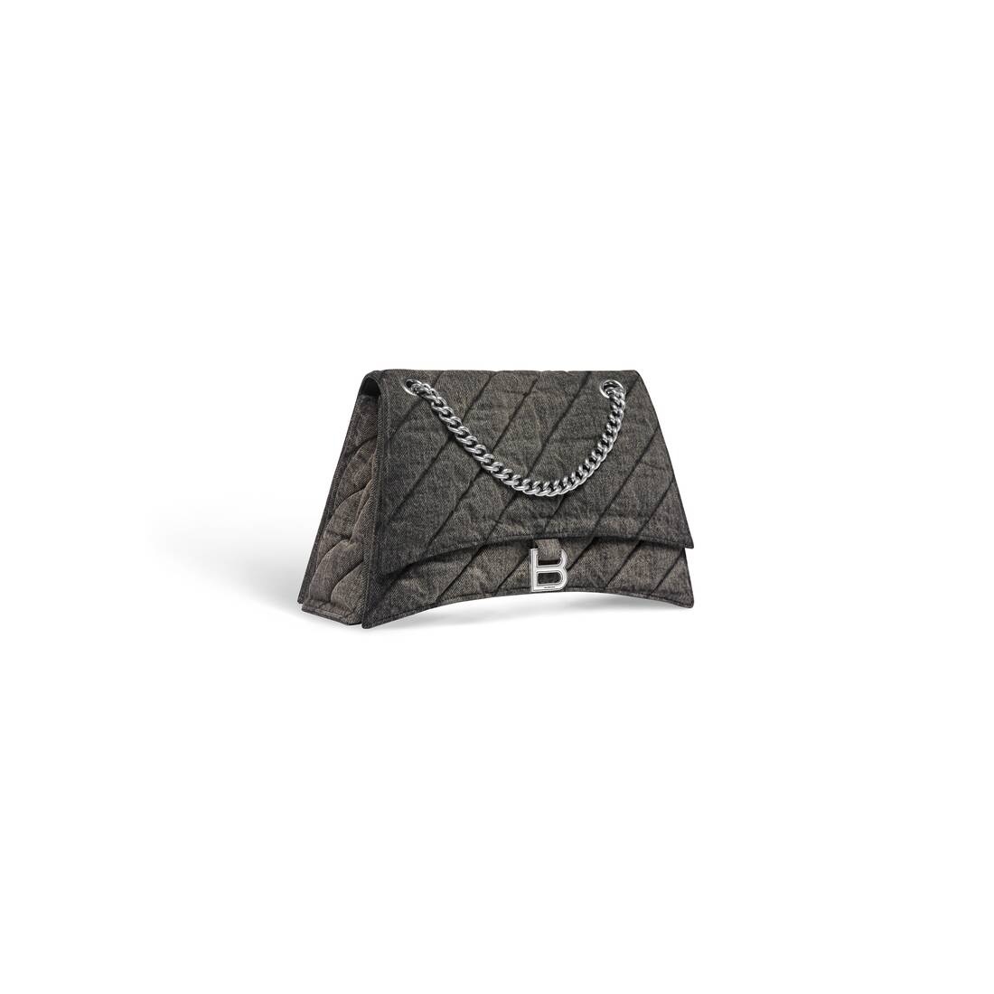 Women's Crush Medium Chain Bag Quilted Denim in Black - 5