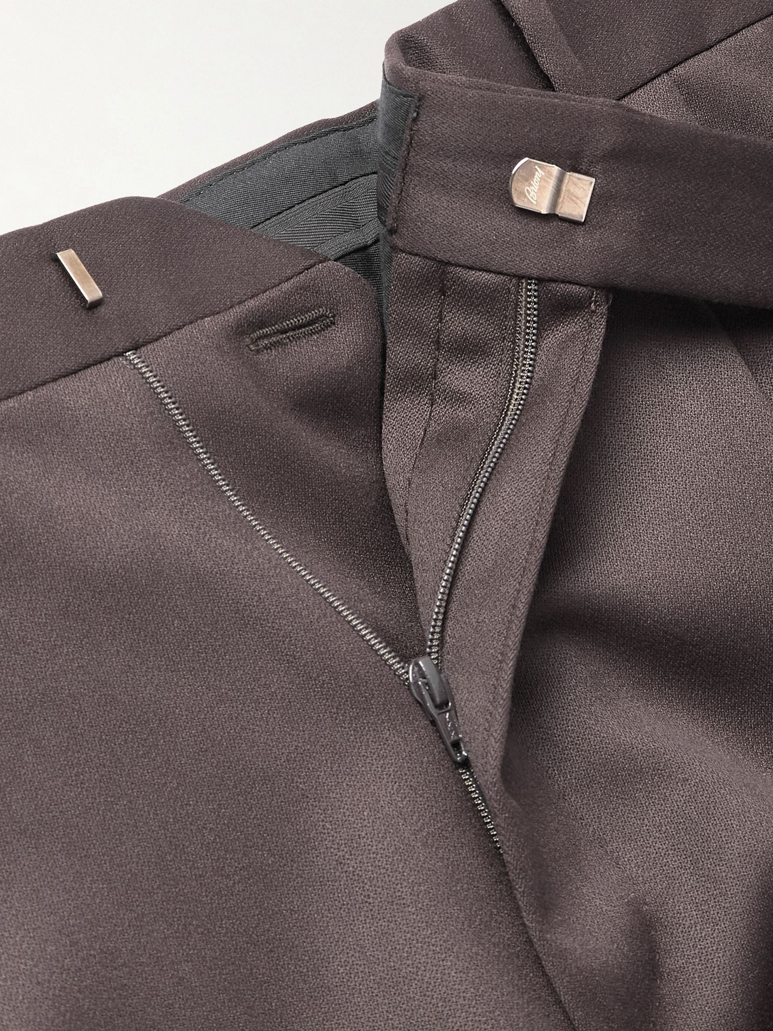 Capri Wide-Leg Pleated Wool-Blend Trousers Brown - 6