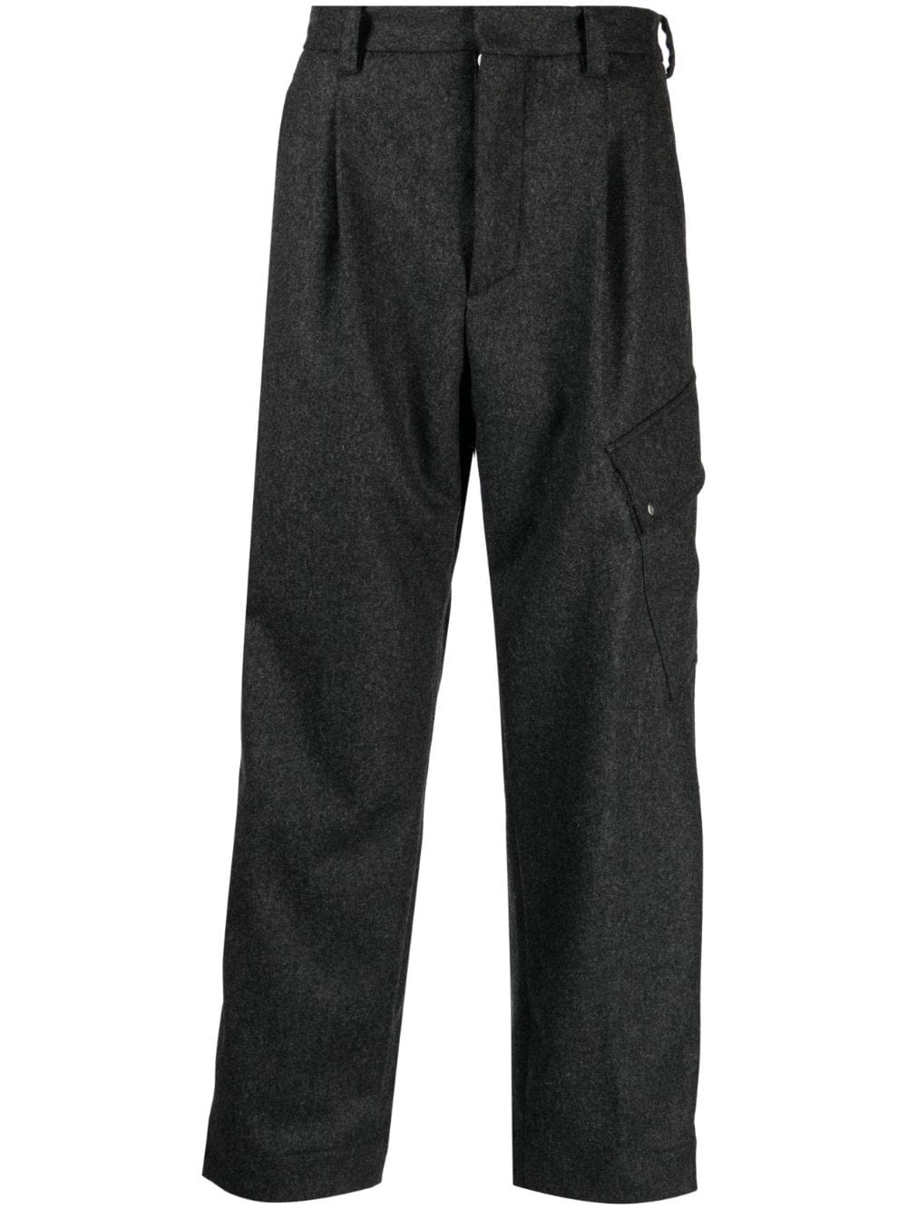 pleat-detail mid-rise cropped trousers - 1