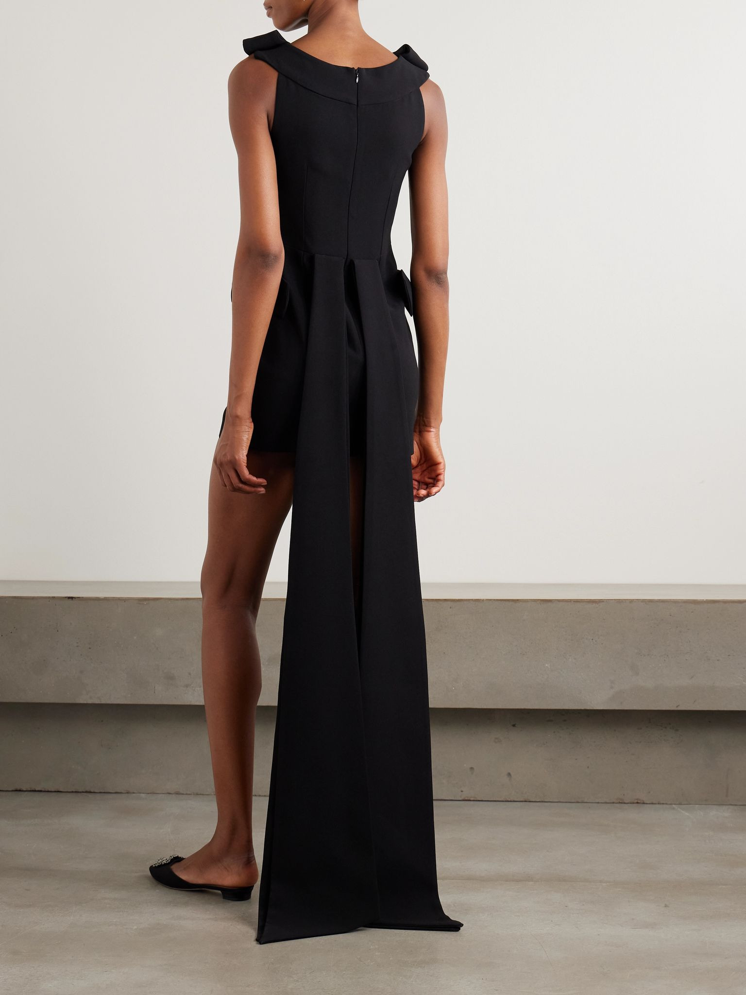 Daphne bow-embellished crepe mini dress Black - 3