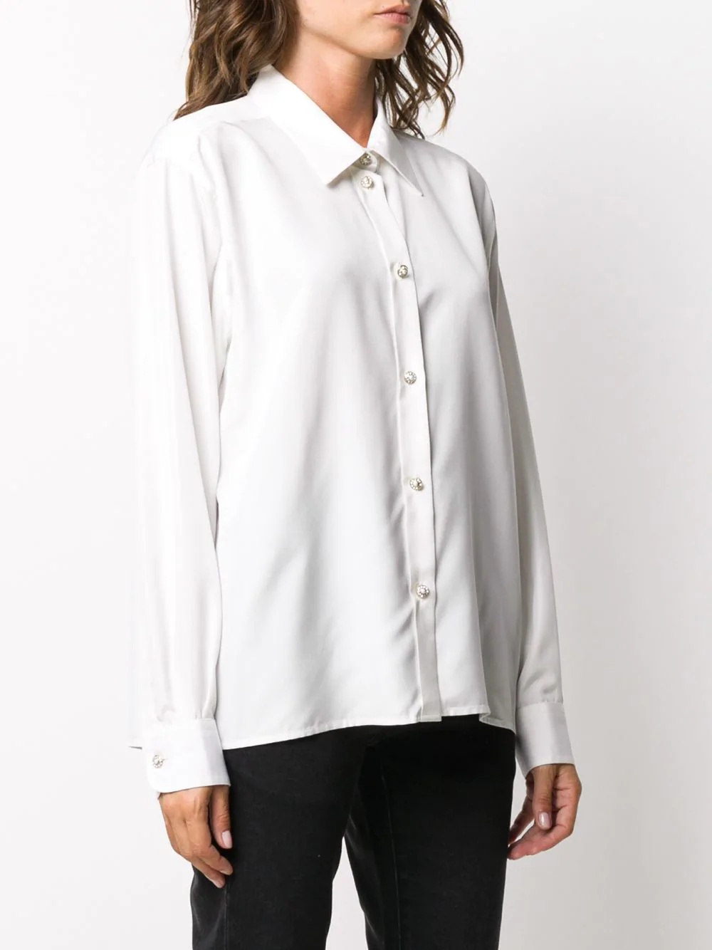 faux pearl-button shirt - 3