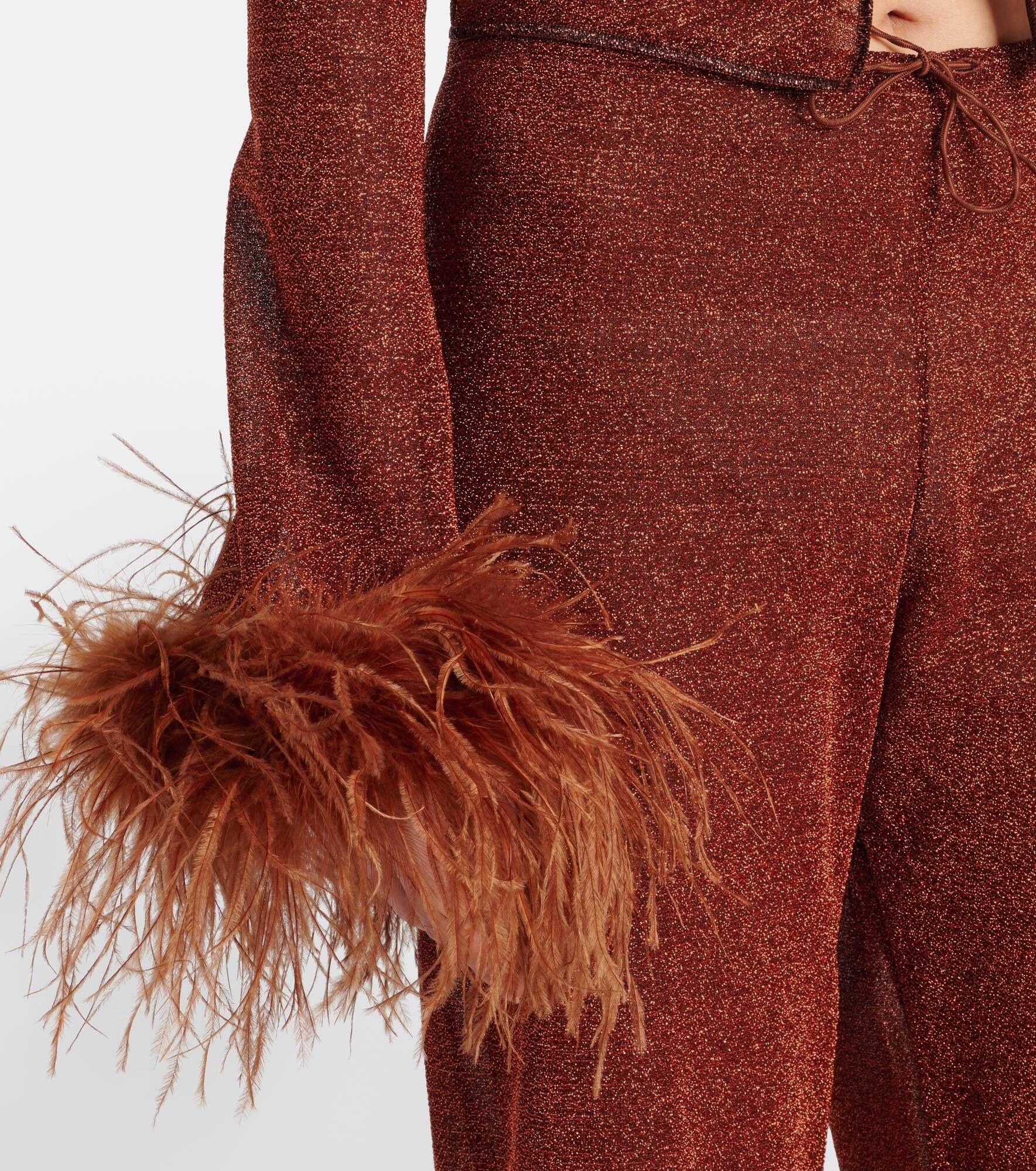 Lumière Plumage feather-trimmed blouse - 5