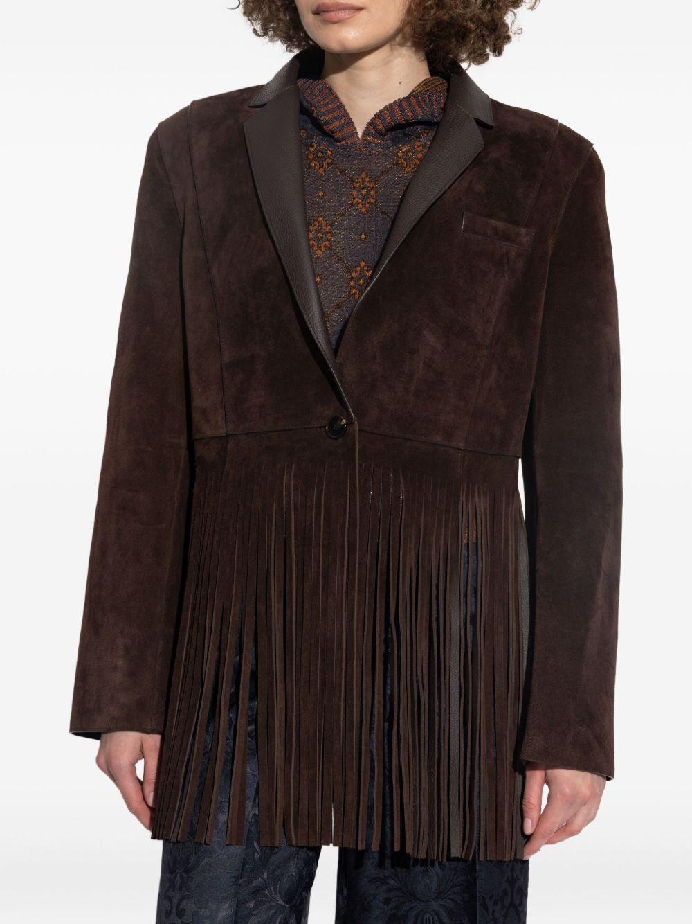 fringe-detail suede jacket - 3