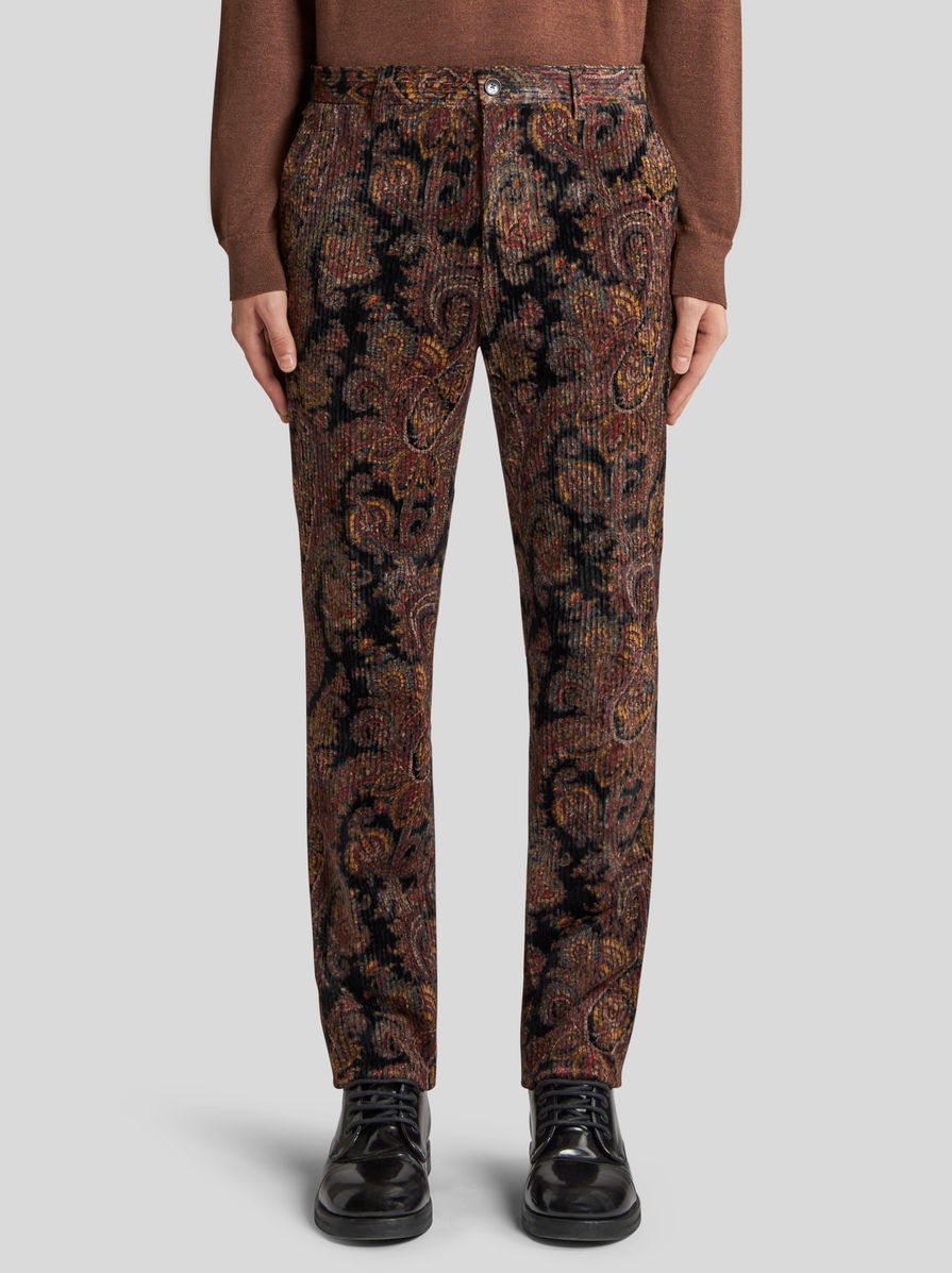 PRINTED RIBBED VELVET TROUSERS - 2