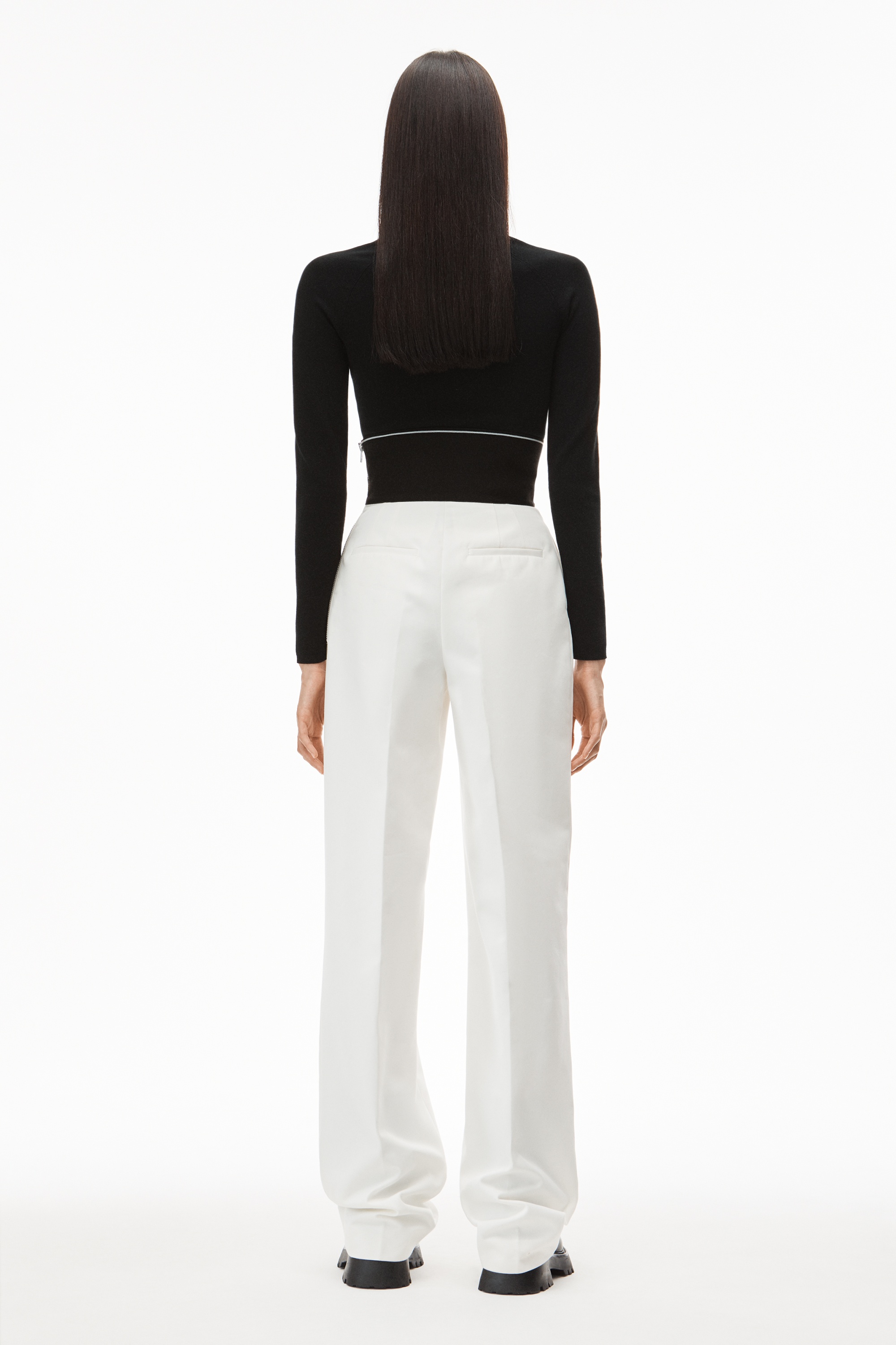 WIDE-LEG TROUSER IN COTTON TAILORING - 4