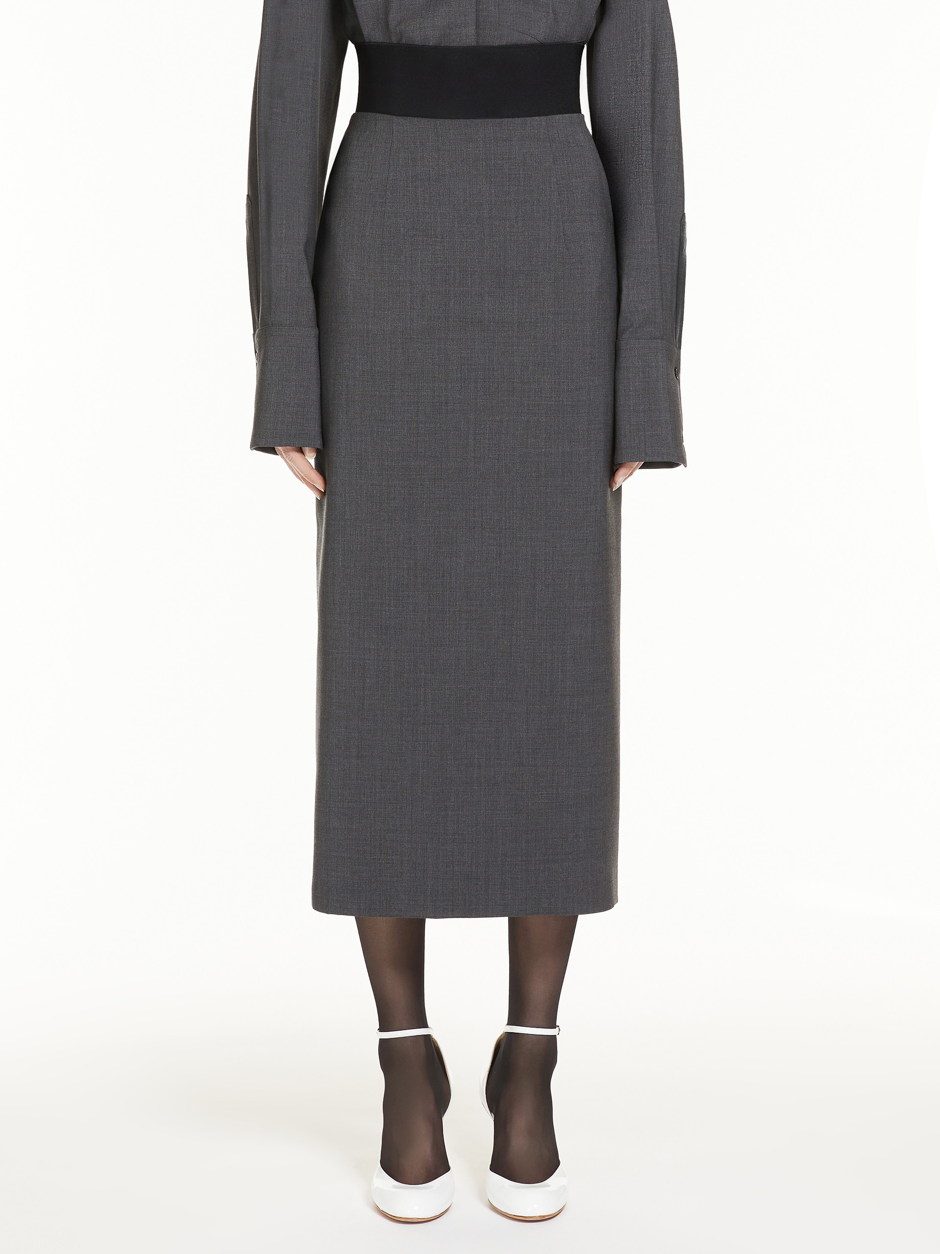 ANNY1234 Stretch wool midi skirt - 3