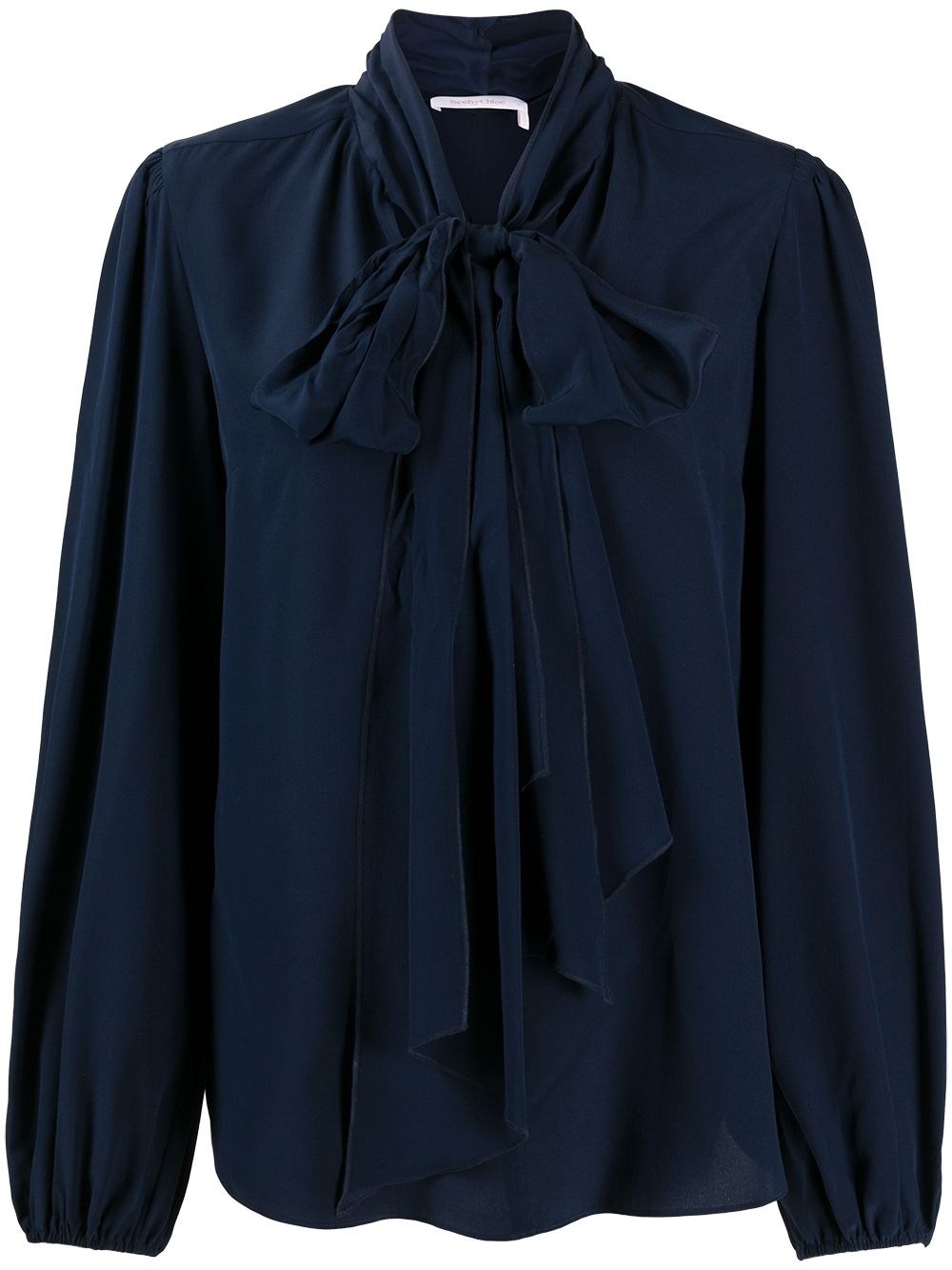 Ascot-Tie silk  blouse - 1