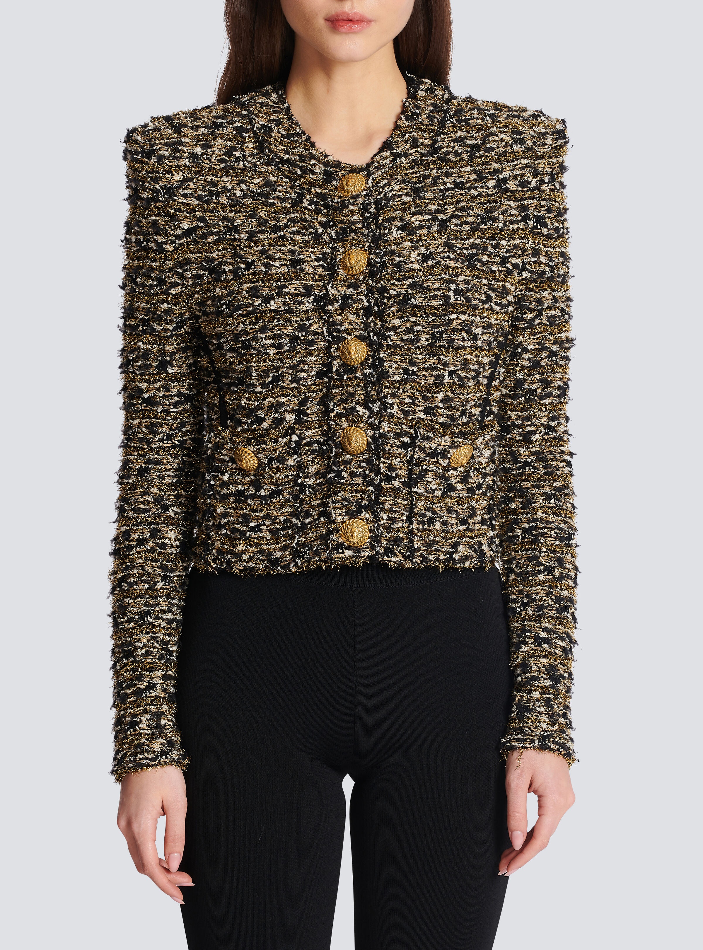 Cropped lurex tweed jacket - 5