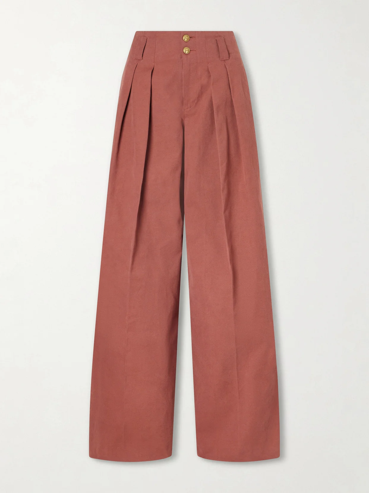 High-rise Cotton Wide-leg Pants - 1