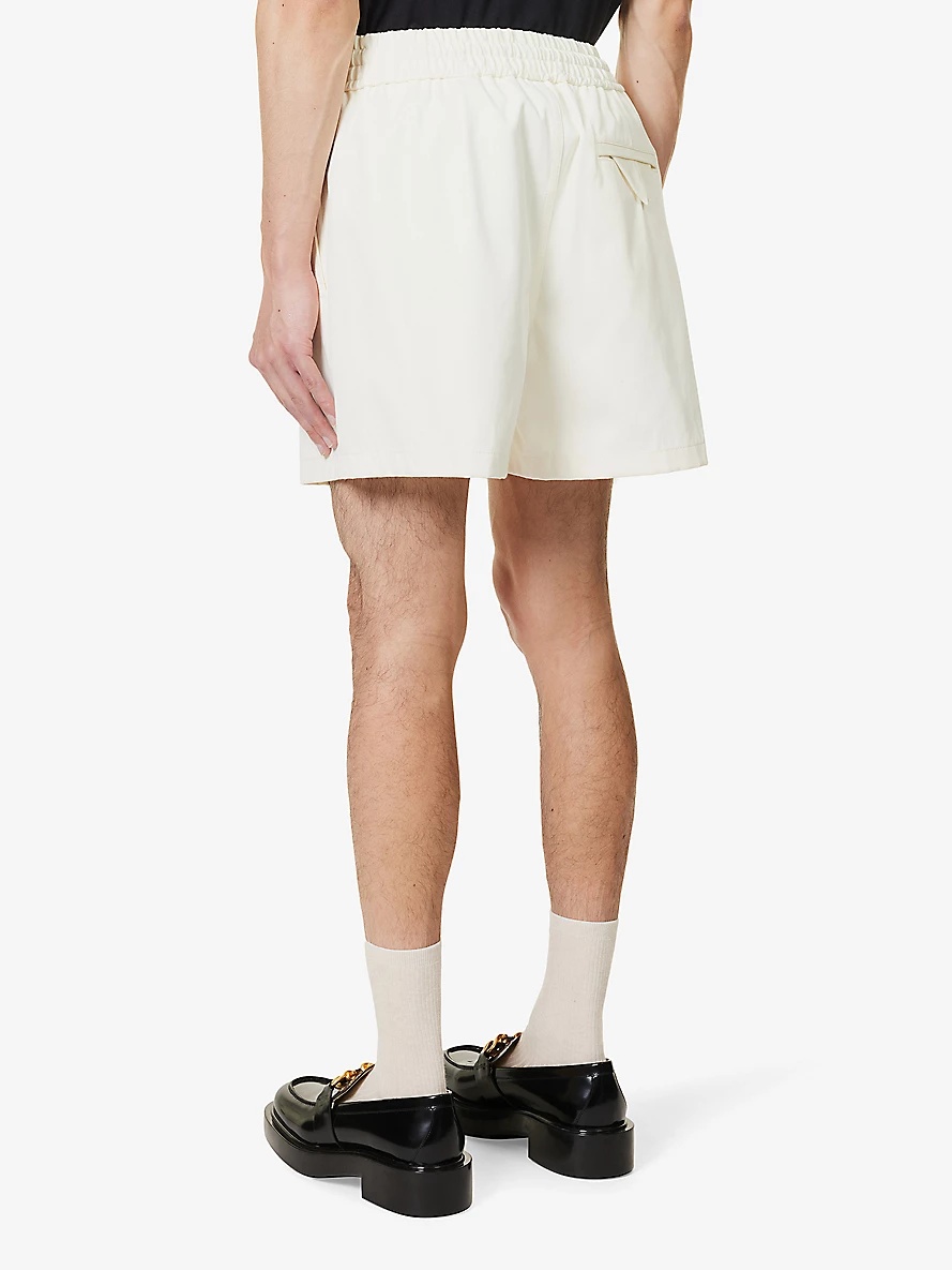 Elasticated-waist slip-pocket cotton-twill shorts - 4