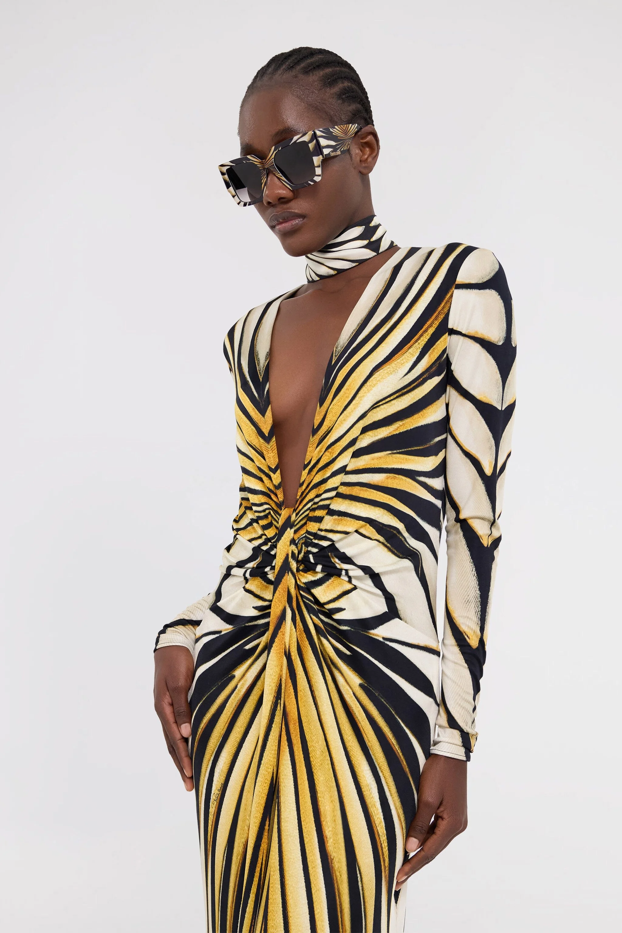 Roberto Cavalli Ray Of Gold Print Maxi Dress - TKT107-JRM33-01080 |  REVERSIBLE