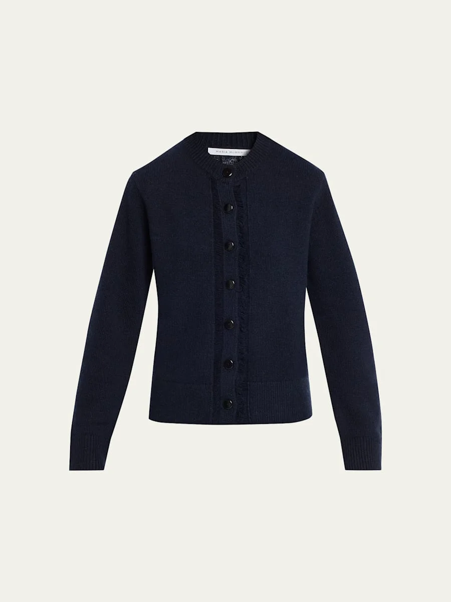Cashmere and Cotton Ladder Stitch-Trim Cardigan - 1