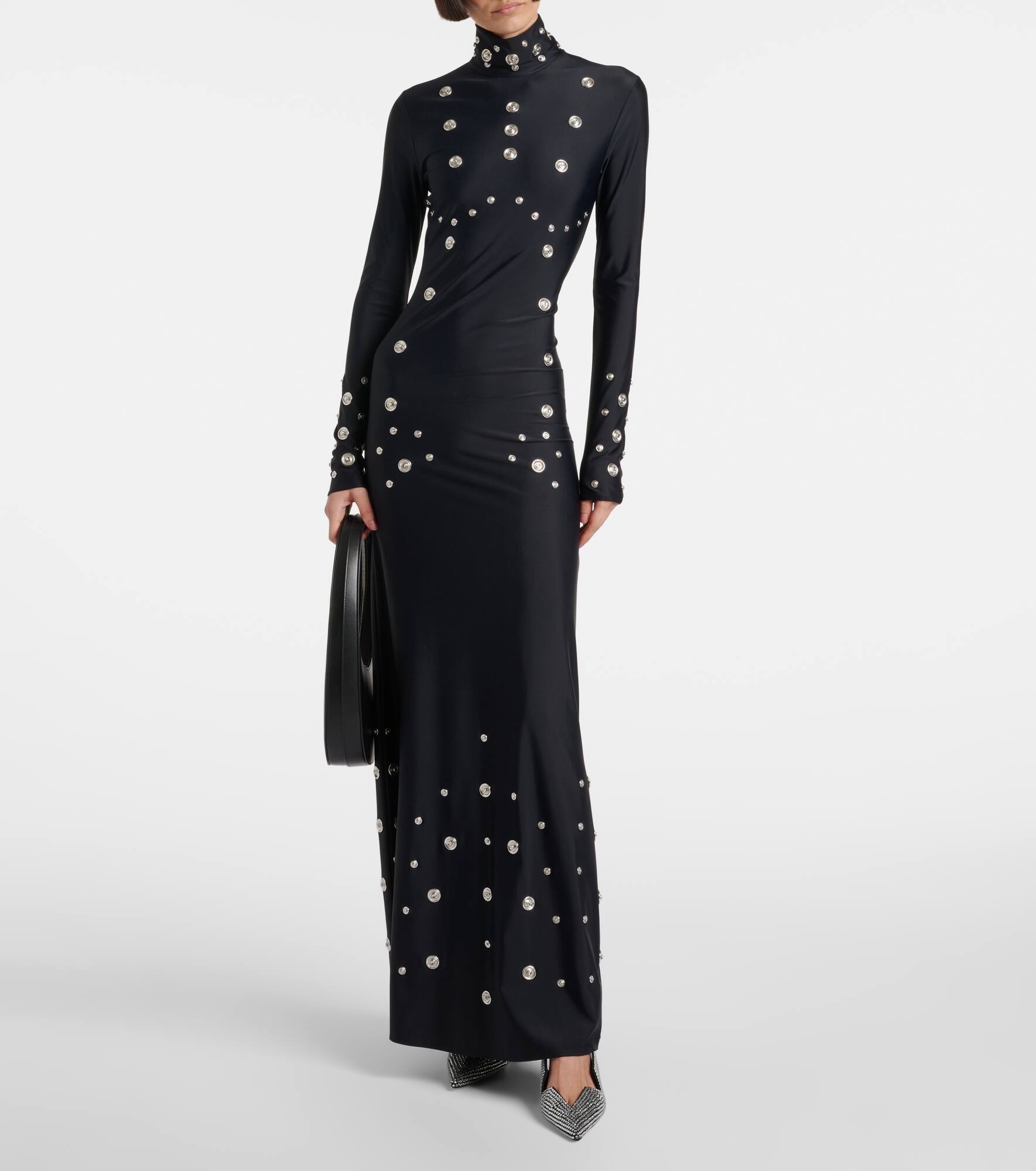 65 crystal-embellished leather pumps - 3