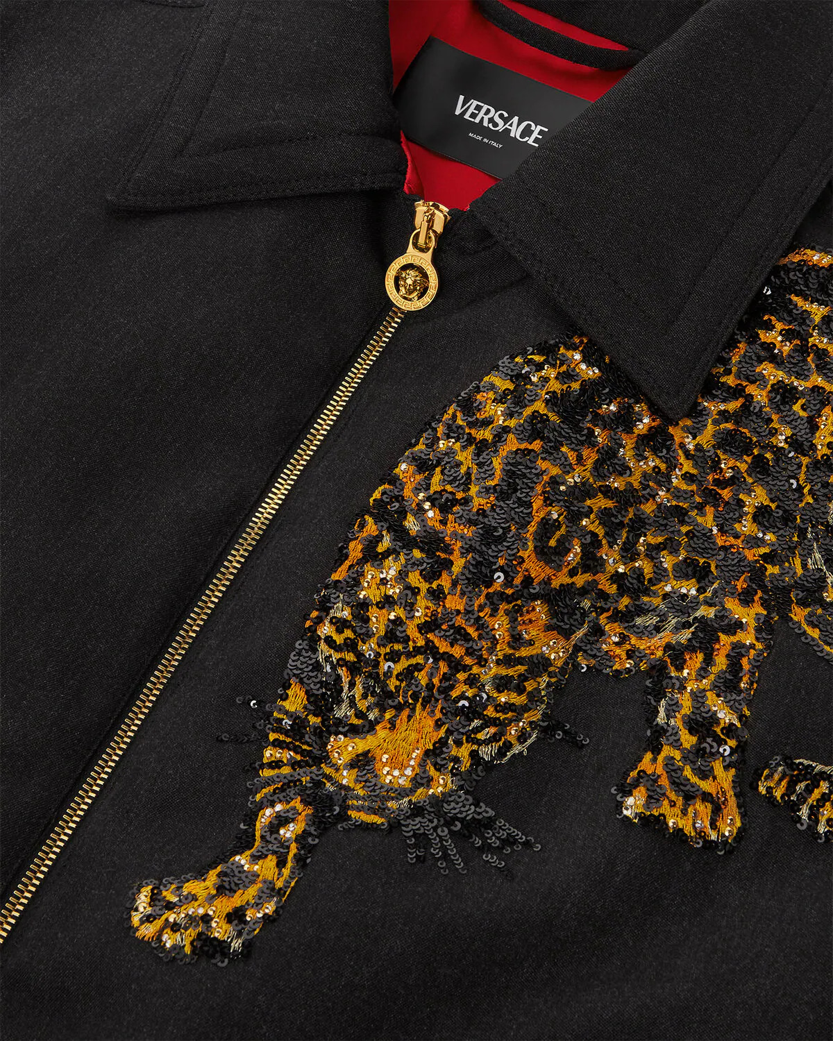 Versace Leopard Mélange Wool Blouson Jacket - 2