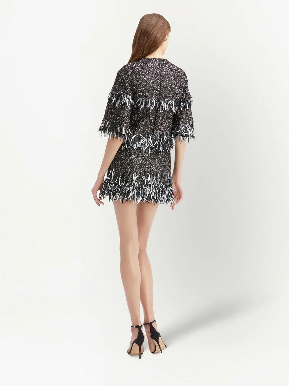 metallic-effect fringe T-shirt dress - 3