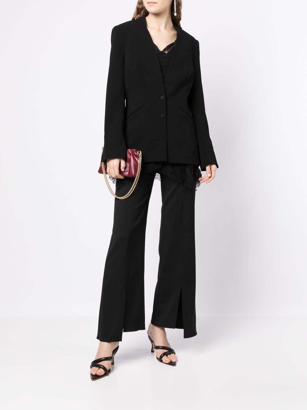 collarless single-breasted jacket - 2