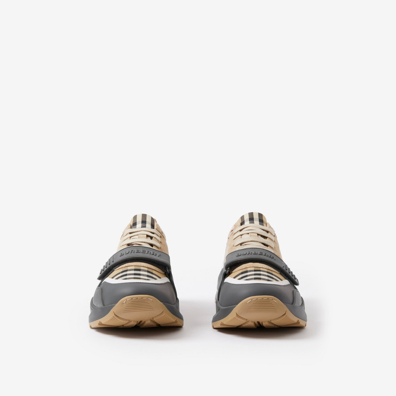 Burberry Vintage Check, Suede and Leather Sneakers outlook