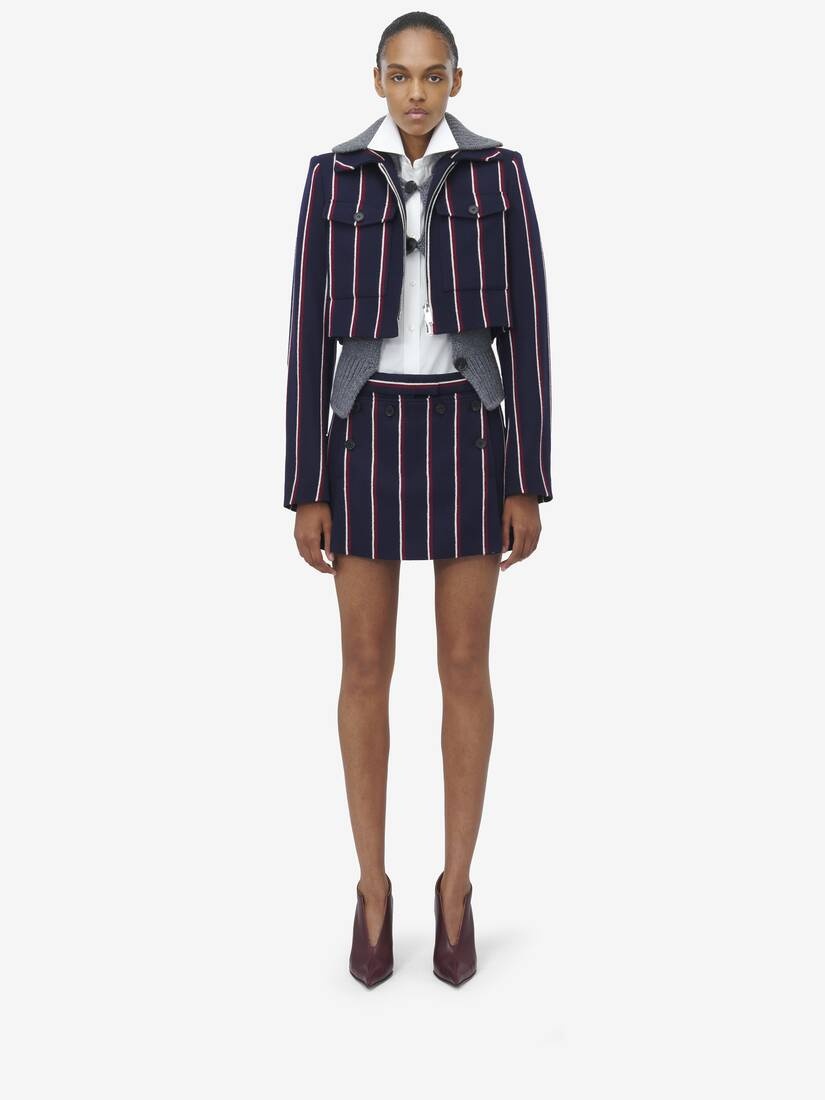 College Stripe Cropped Jacket - 3