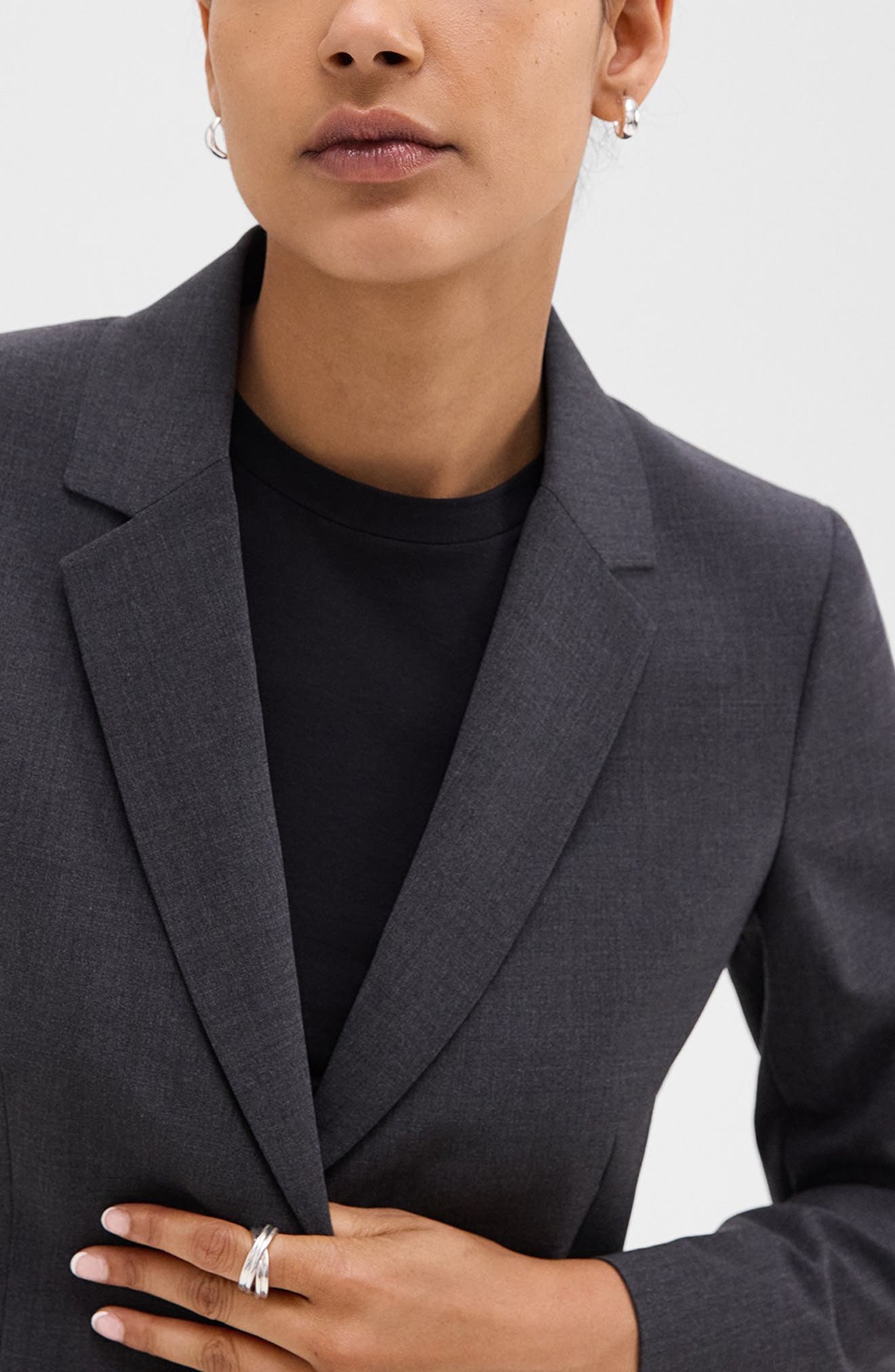 Theory Carissa Good Wool Blazer in Charcoal Melange at Nordstrom - 4