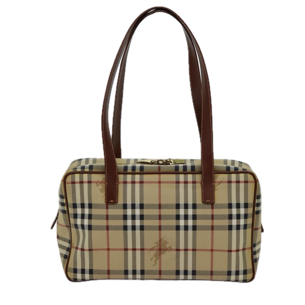 Burberry Nova Check Shoulder Bag Pvc Leather Beige - 2