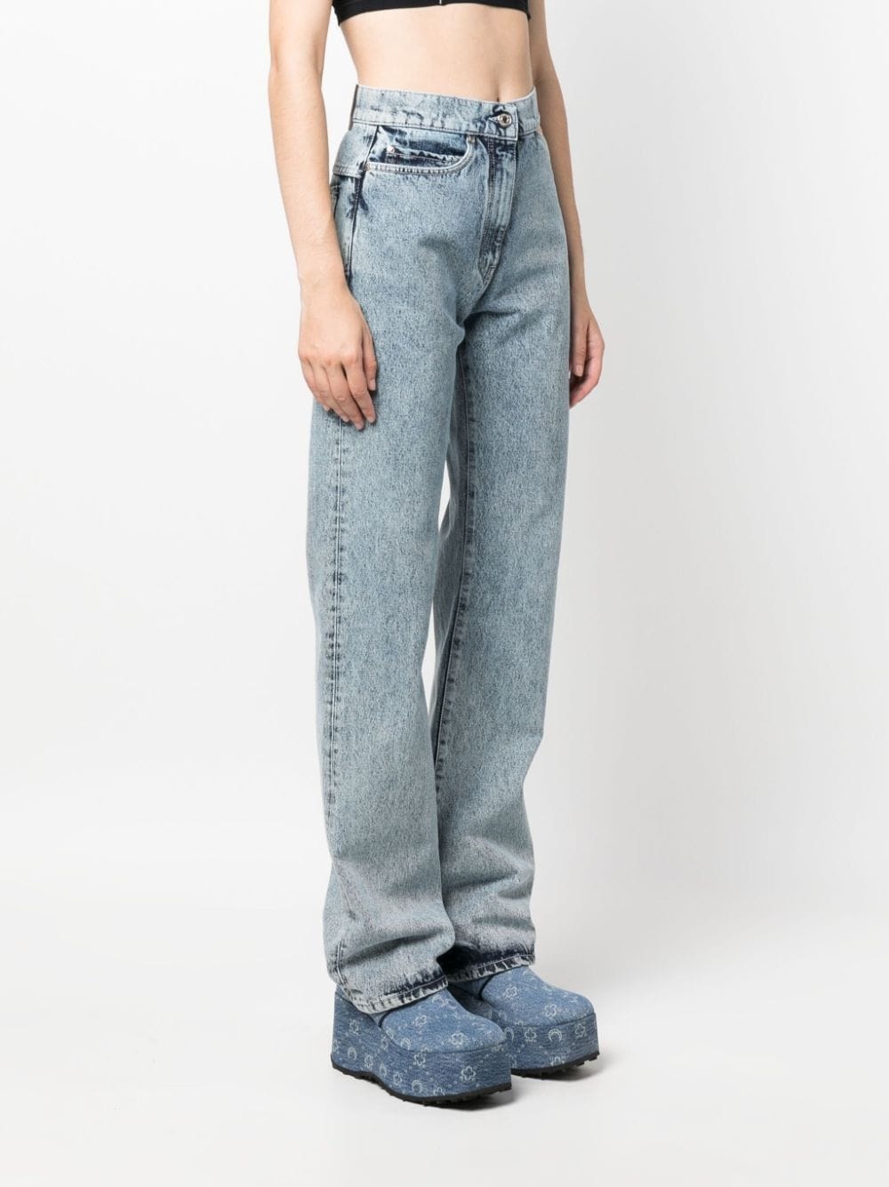 cut-out straight-leg jeans - 3
