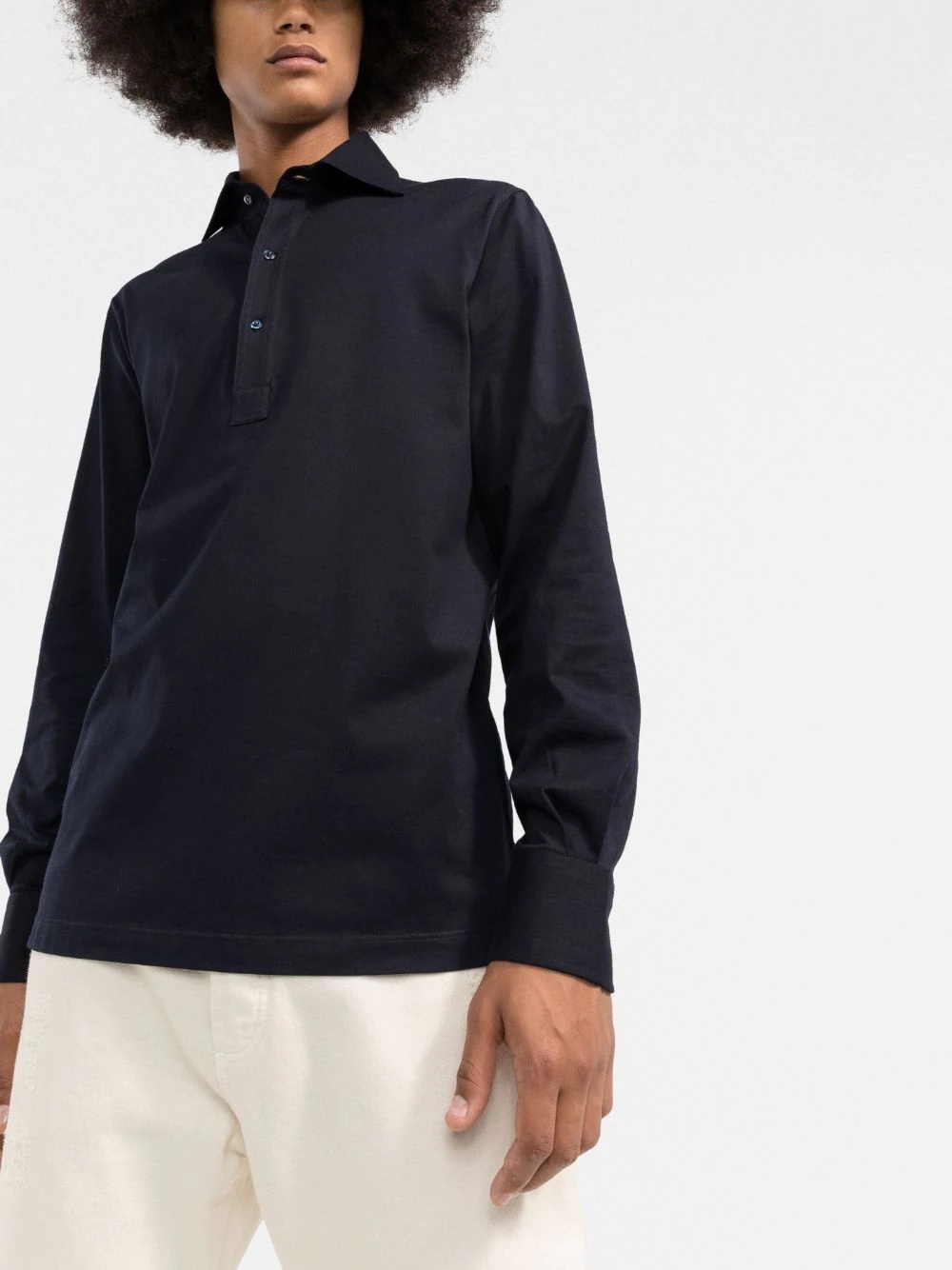 spread-collar cotton shirt - 3