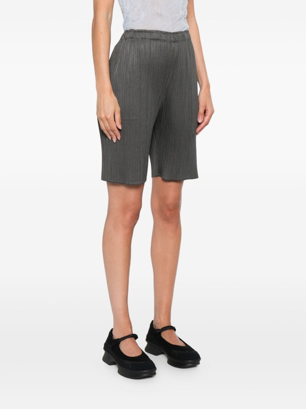 elasticated-waist pleated shorts - 3