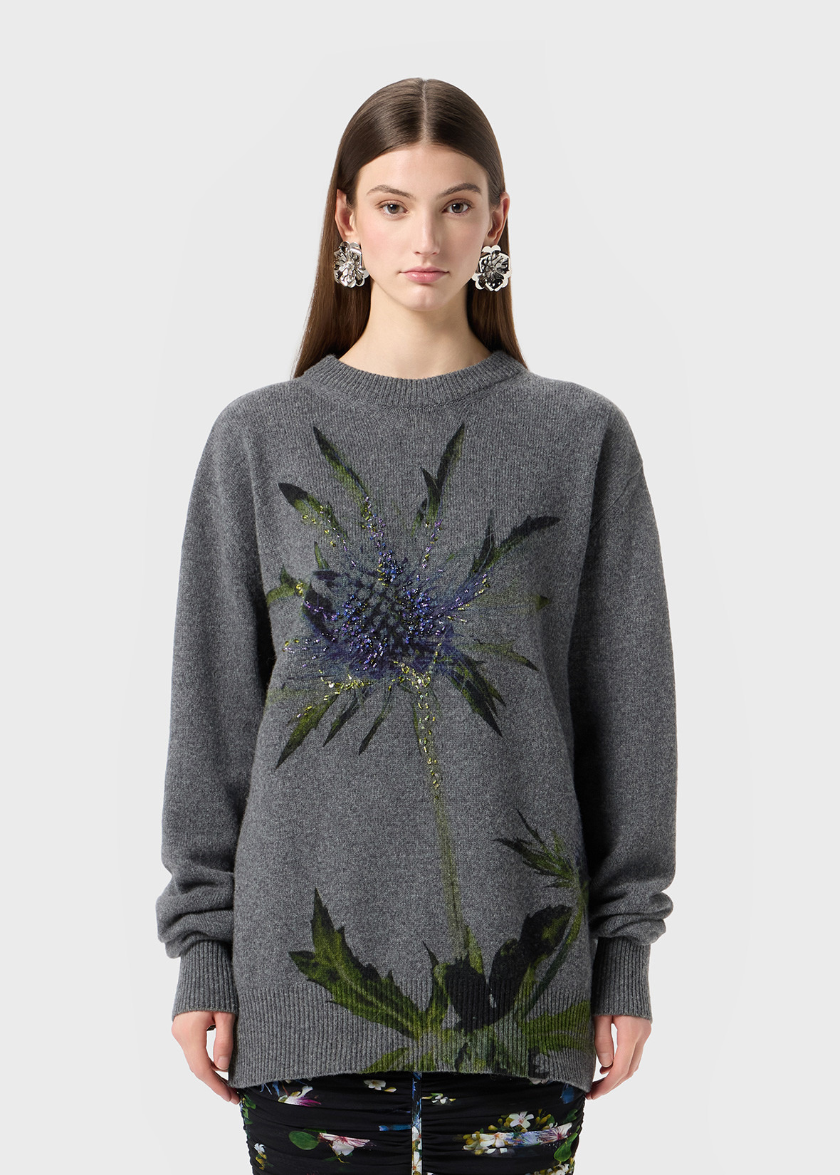 WOOL PRINTED SWEATER WITH EMBROIDERY - 3