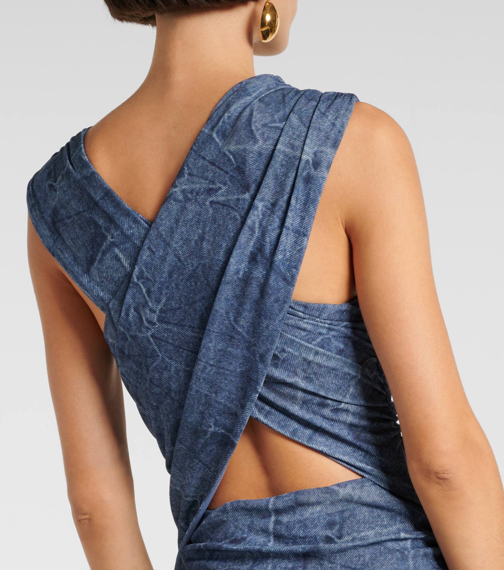 Printed ruched mesh maxi dress - 6
