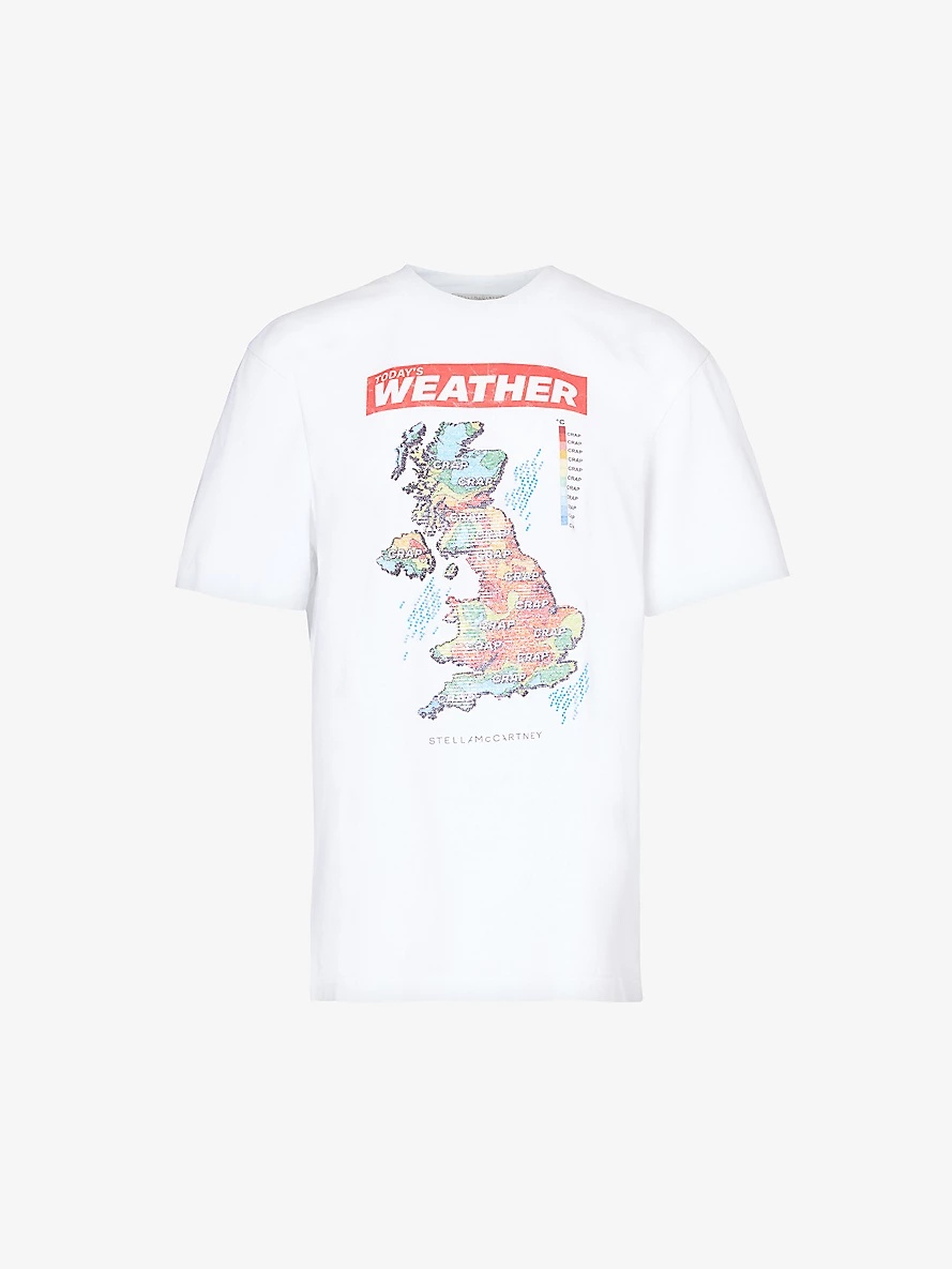 Weather-print short-sleeved cotton-jersey T-shirt - 1